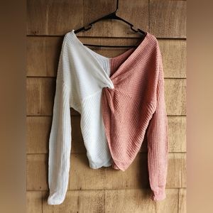 🤍🧡 2Tone Long Sleeve Knit Sweater Unbranded